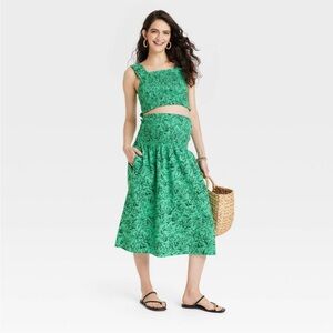 Maternity 2 piece green tropical set